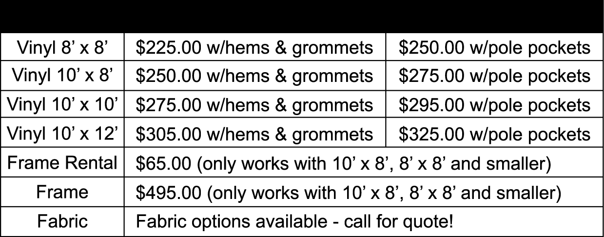 Pricing for Step and Repeat Banner